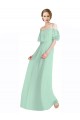 Fábrica de Chiffon Fora do Ombro Comprimento Chão Sem Mangas Verde Menta Vestidos de Madrinha