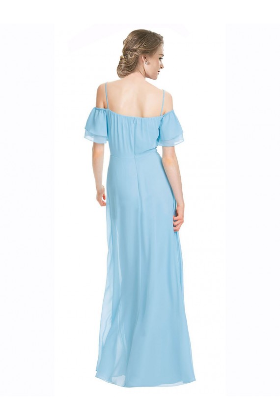 Fábrica de Chiffon Fora do Ombro Comprimento Chão Sem Mangas Verde Menta Vestidos de Madrinha