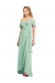 Fábrica de Chiffon Alças finas Comprimento Chão Ombro Frio Alto Baixo, Vestidos de Madrinha