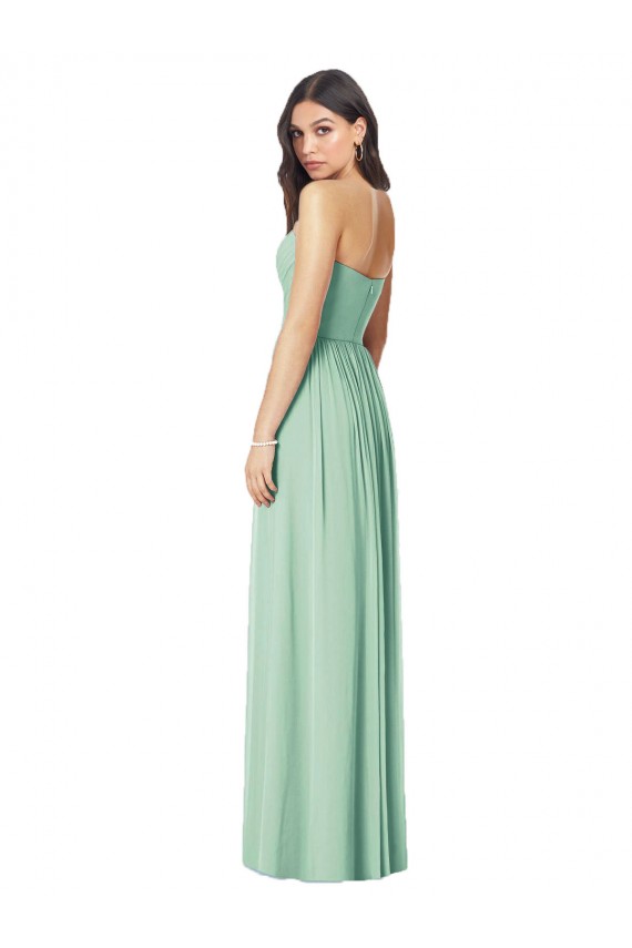 Fábrica de Chiffon Amor Comprimento Chão Sem Mangas Trombeta Vestidos de Madrinha