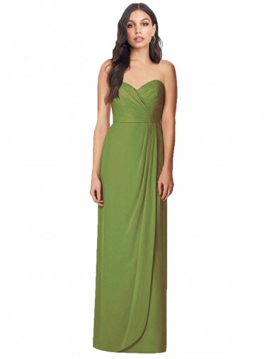Fábrica de Chiffon Amor Comprimento Chão Sem Mangas Verde Oliva Vestidos de Madrinha