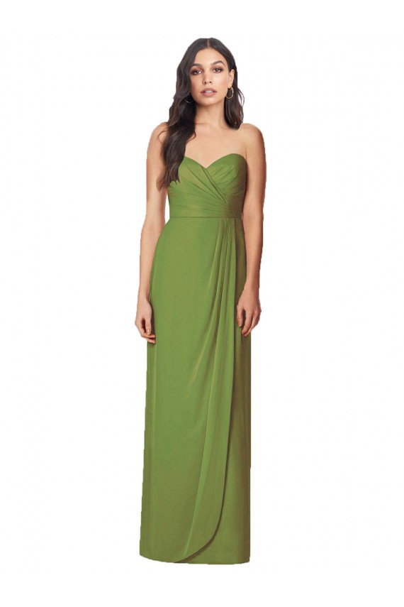 Fábrica de Chiffon Amor Comprimento Chão Sem Mangas Verde Oliva Vestidos de Madrinha