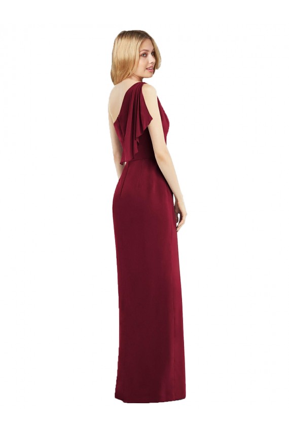 Fábrica de Chiffon Um Ombro Comprimento Chão Sem Mangas Trombeta Vestidos de Madrinha