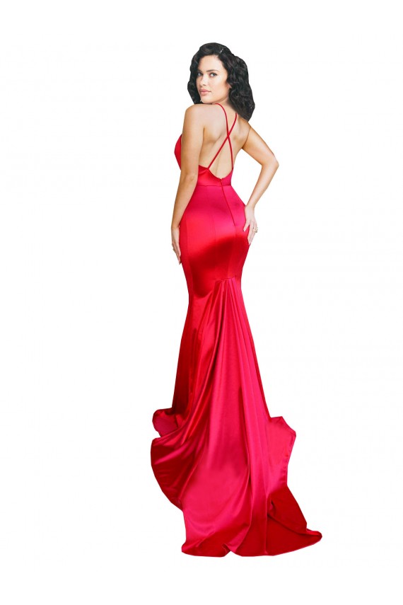 Fábrica de Lombar Cetim Elástico Amor Comprimento Chão Sem Mangas Vestidos de Baile / Vestidos de Noite / Vestidos de Festa