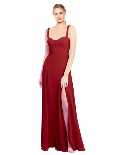 Fábrica de Chiffon Amor Comprimento Chão Sem Mangas Vermelho Vestidos de Madrinha