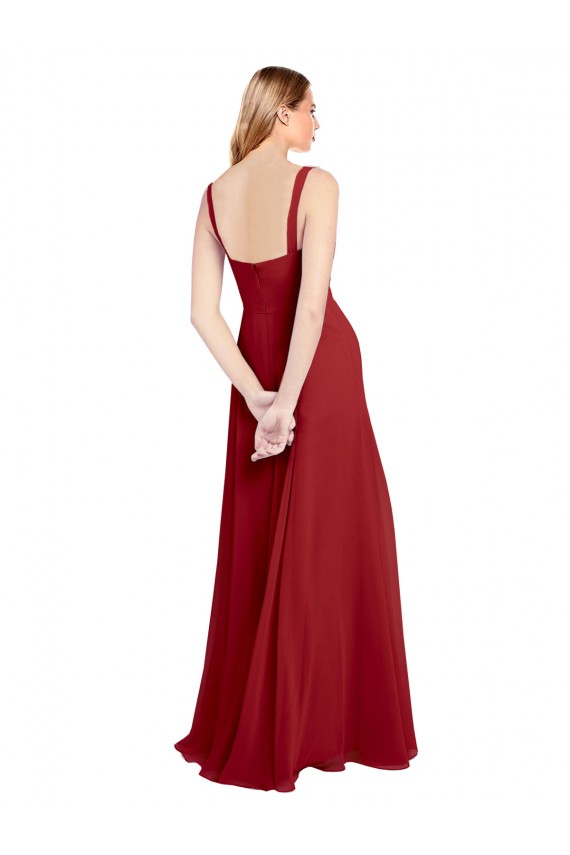 Fábrica de Chiffon Amor Comprimento Chão Sem Mangas Vermelho Vestidos de Madrinha