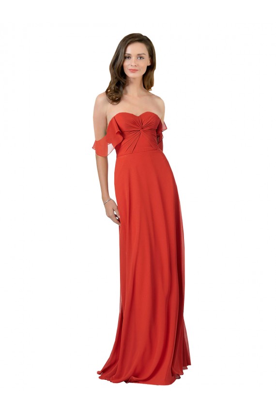 Fábrica de Costas em V Chiffon Amor Comprimento Chão Sem Mangas Vestidos de Madrinha