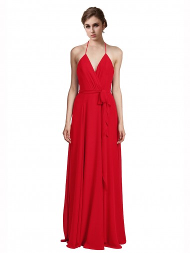 Fábrica de Chiffon Alças finas Comprimento Chão Sem Mangas Vestidos de Madrinha