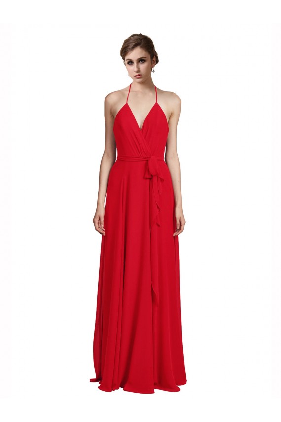 Fábrica de Chiffon Alças finas Comprimento Chão Sem Mangas Vestidos de Madrinha