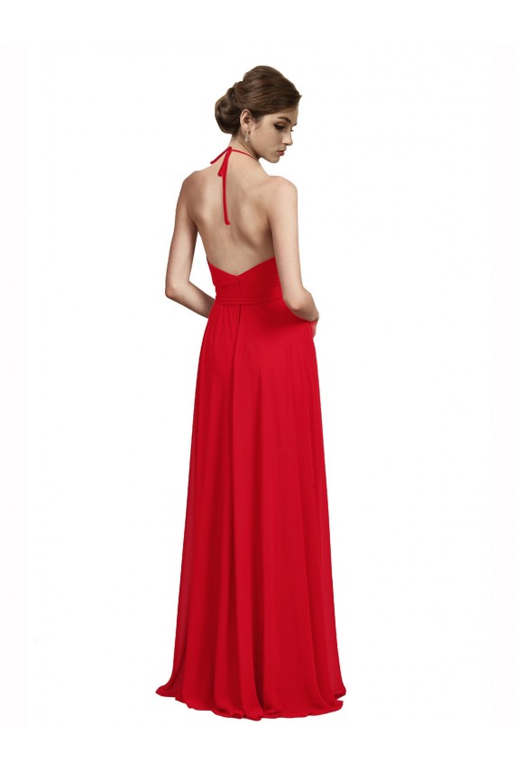 Fábrica de Chiffon Alças finas Comprimento Chão Sem Mangas Vestidos de Madrinha