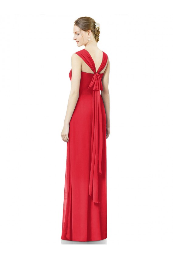 Fábrica de Chiffon Amor Comprimento Chão Mangas Curtas Vestidos de Madrinha