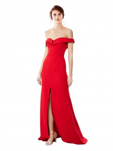 Fábrica de Crepe Esticado Fora do Ombro Comprimento Chão Sem Mangas Linha A Vestidos de Madrinha / Vestidos de Noite / Vestidos de Festa