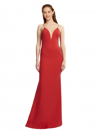 Fábrica de Abrir de volta Crepe Esticado Alças finas Comprimento Chão Sem Mangas Longo Vestidos de Madrinha / Vestidos de Noite / Vestidos de Festa