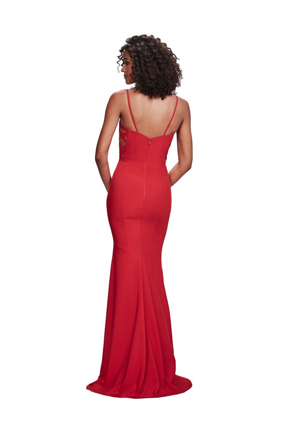 Fábrica de Crepe Esticado Alças finas Comprimento Chão Sem Mangas Vestidos de Madrinha / Vestidos de Noite / Vestidos de Festa
