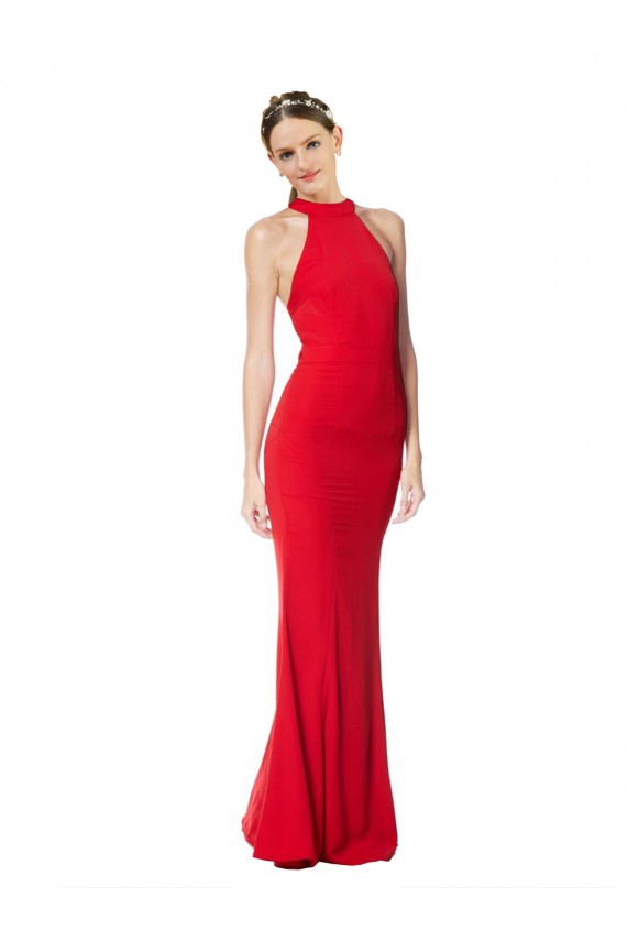 Fábrica de Crepe Esticado Cabeçada Comprimento Chão Sem Mangas Vestidos de Noite / Vestidos de Festa
