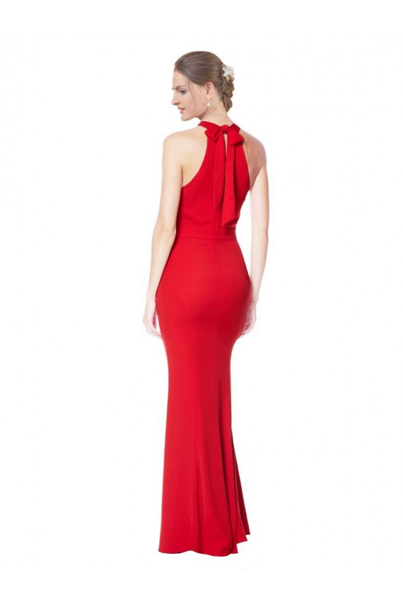 Fábrica de Crepe Esticado Cabeçada Comprimento Chão Sem Mangas Vestidos de Noite / Vestidos de Festa