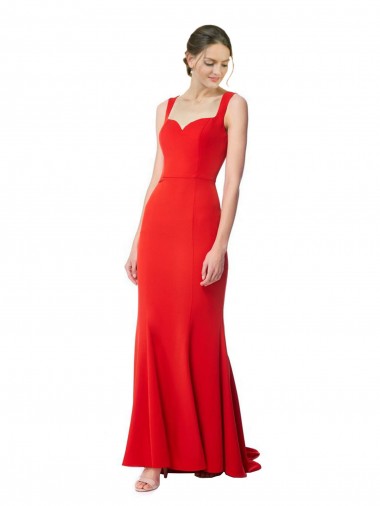 Fábrica de Crepe Esticado Amor Comprimento Chão Sem Mangas Vestidos de Madrinha / Vestidos de Noite
