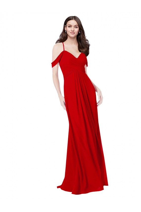 Fábrica de Criss Cruz Chiffon Decote V Comprimento Chão Sem Mangas Vermelho Escuro Vestidos de Madrinha