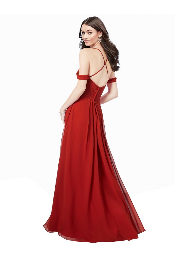 Fábrica de Criss Cruz Chiffon Decote V Comprimento Chão Sem Mangas Vermelho Escuro Vestidos de Madrinha