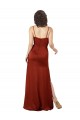 Fábrica de Lombar Cetim Sedoso Alças finas Comprimento Chão Sem Mangas Linha A Vestidos de Madrinha / Vestidos de Noite / Vestidos de Festa