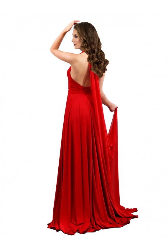 Fábrica de Criss Cruz Spandex Cabeçada Comprimento Chão Sem Mangas Vestidos de Madrinha / Vestidos de Noite / Vestidos de Festa