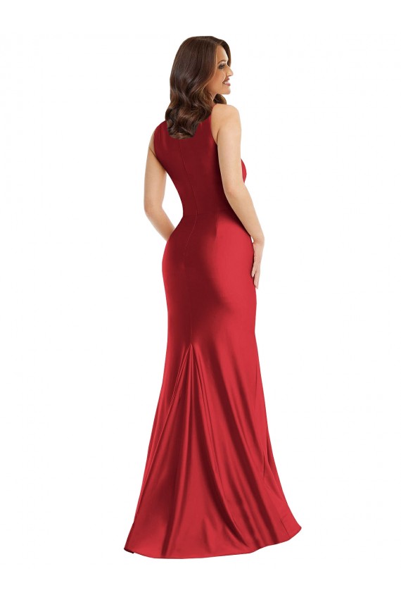 Fábrica de Cetim Sedoso Decote Quadrado Comprimento Chão Sem Mangas Longo Vestidos de Madrinha / Vestidos de Noite / Vestidos de Festa