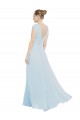 Fábrica de Chiffon Decote V Comprimento Chão Sem Mangas Longo Vidro Marinho Vestidos de Madrinha