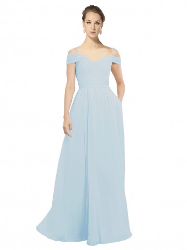 Fábrica de Chiffon Fora do Ombro Comprimento Chão Sem Mangas Vestidos de Madrinha / Vestidos de Baile
