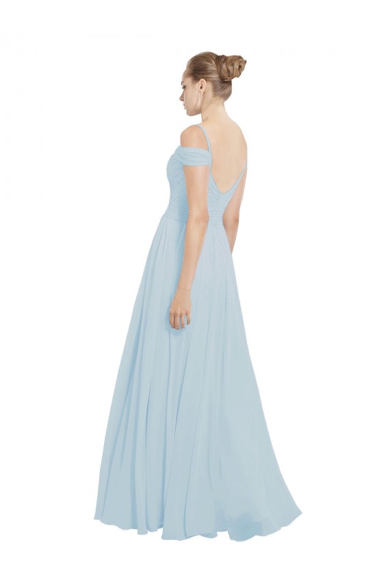 Fábrica de Chiffon Fora do Ombro Comprimento Chão Sem Mangas Vestidos de Madrinha / Vestidos de Baile