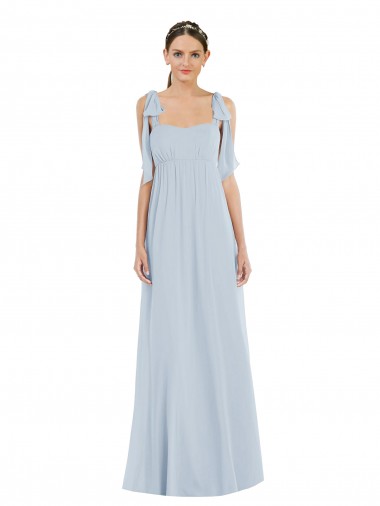 Fábrica de Lombar Chiffon Alças finas Comprimento Chão Sem Mangas Vidro Marinho Vestidos de Madrinha