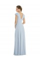Fábrica de Costas em V Chiffon Barco Comprimento Chão Mangas Esvoaçantes Vestidos de Madrinha / Vestidos de Noite