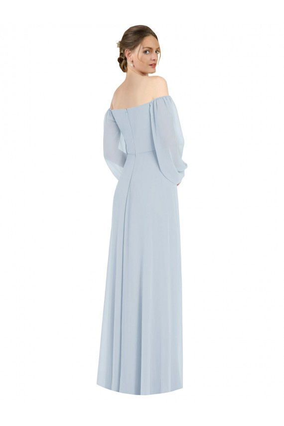 Fábrica de Chiffon Fora do Ombro Comprimento Chão Mangas Bispo, Mangas Bufantes Vestidos de Madrinha / Vestidos de Noite