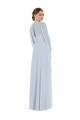 Fábrica de Buraco da fechadura Chiffon Sem alças Comprimento Chão Mangas Bispo, Mangas Bufantes Vestidos de Madrinha / Vestidos de Noite