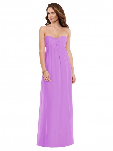 Fábrica de Lombar Chiffon Amor Comprimento Chão Sem Mangas Violeta Vestidos de Madrinha