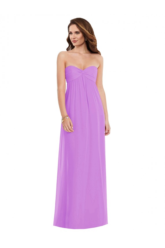 Fábrica de Lombar Chiffon Amor Comprimento Chão Sem Mangas Violeta Vestidos de Madrinha