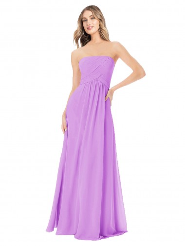 Fábrica de Chiffon Sem alças Comprimento Chão Sem Mangas Linha A Vestidos de Madrinha