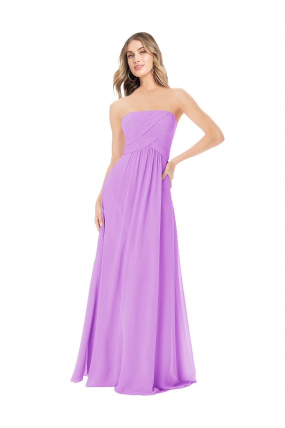 Fábrica de Chiffon Sem alças Comprimento Chão Sem Mangas Linha A Vestidos de Madrinha