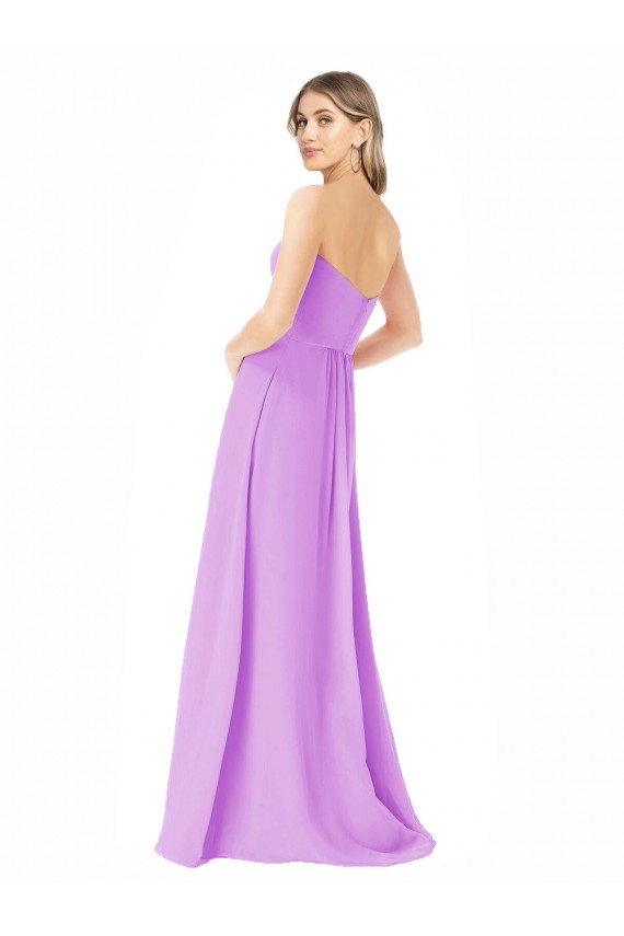 Fábrica de Chiffon Sem alças Comprimento Chão Sem Mangas Linha A Vestidos de Madrinha