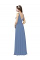 Fábrica de Chiffon Decote V Comprimento Chão Sem Mangas Bainha Vestidos de Madrinha