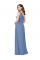 Fábrica de Chiffon Um Ombro Comprimento Chão Sem Mangas Longo Windsor Azul Vestidos de Madrinha