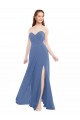 Fábrica de Chiffon Amor Comprimento Chão Sem Mangas Windsor Azul Vestidos de Madrinha