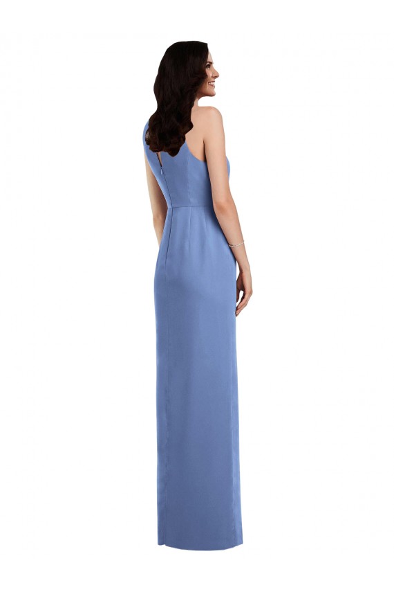 Fábrica de Buraco da fechadura Chiffon Decote Joia Comprimento Chão Sem Mangas Vestidos de Madrinha