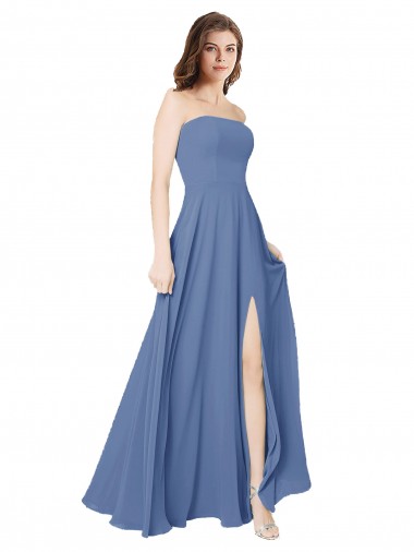Fábrica de Abrir de volta Chiffon Sem alças Comprimento Chão Sem Mangas Vestidos de Madrinha